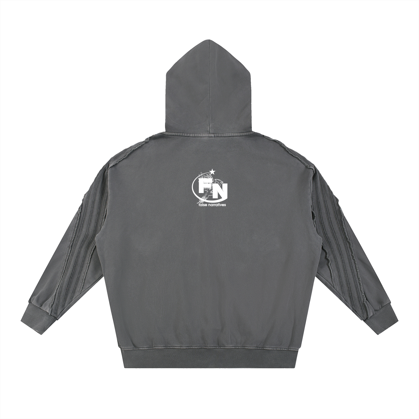 Snow Washed Tape Raw Edge Zip Hoodie