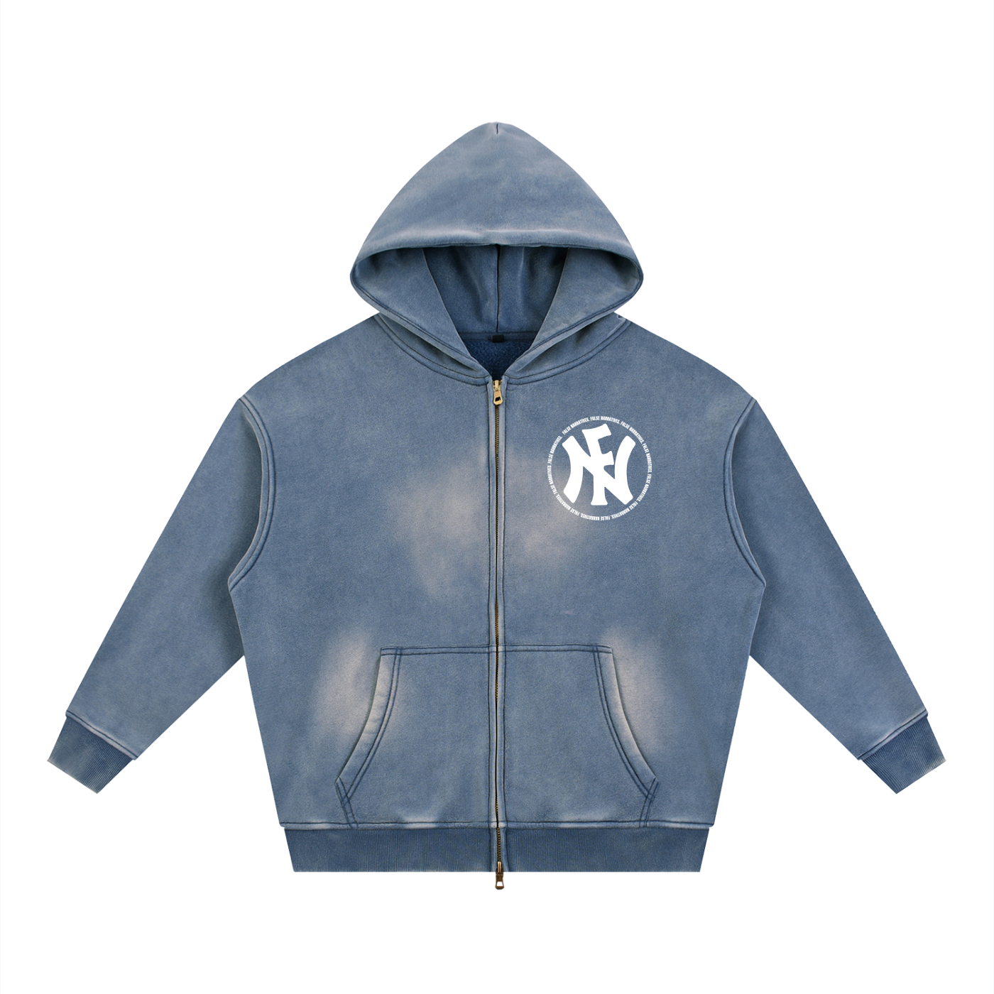 Sunfade Two-way Zipper Boxy Fleece Hoodie