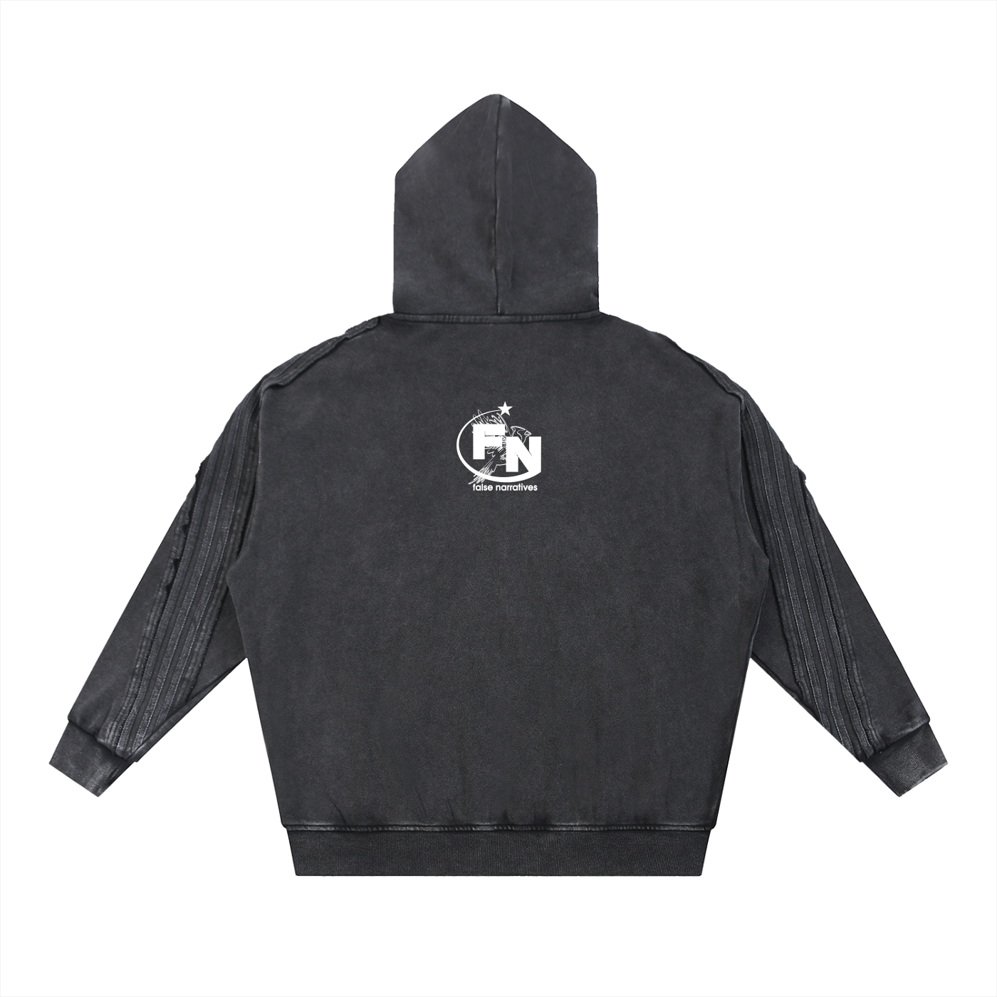 Snow Washed Tape Raw Edge Zip Hoodie