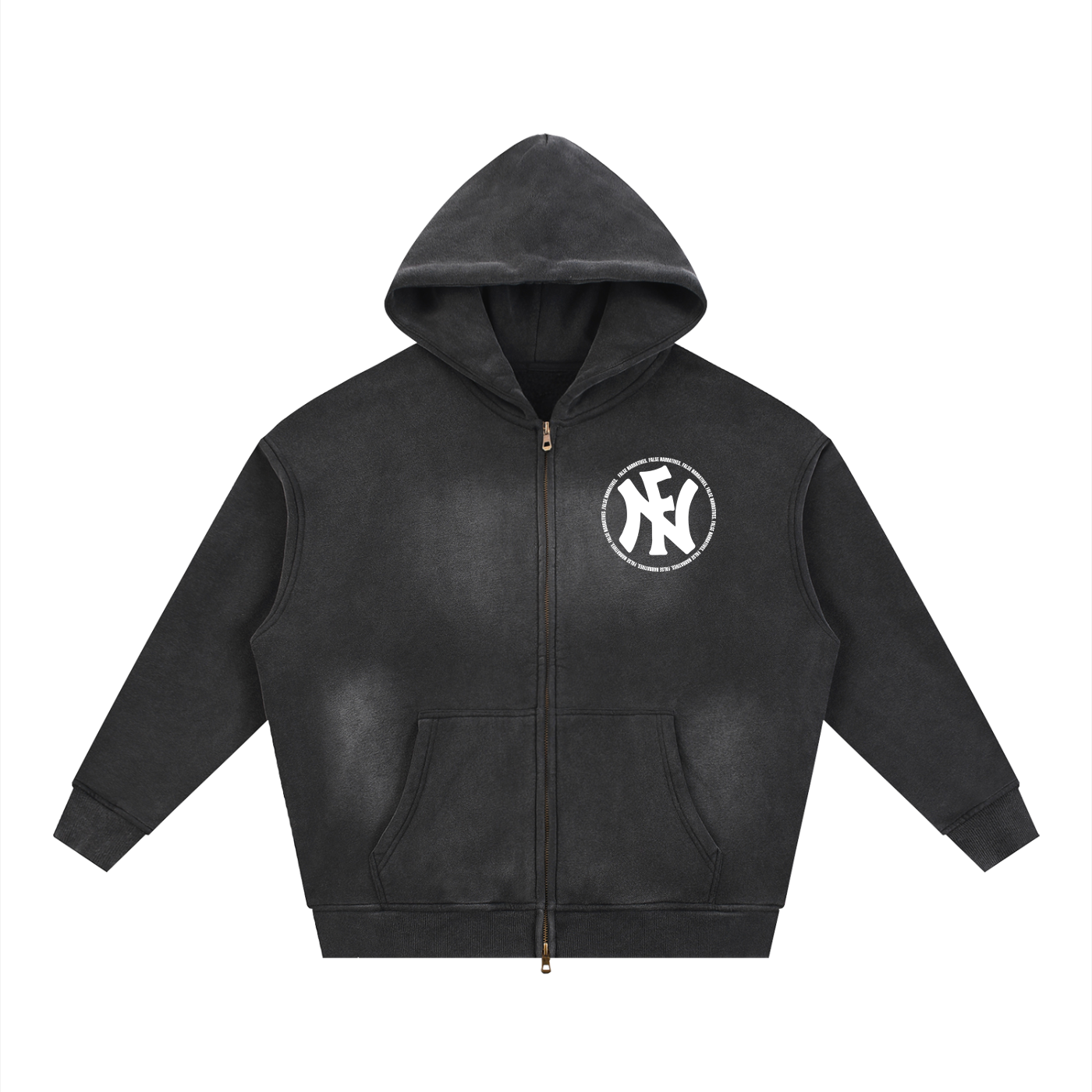 Sunfade Two-way Zipper Boxy Fleece Hoodie