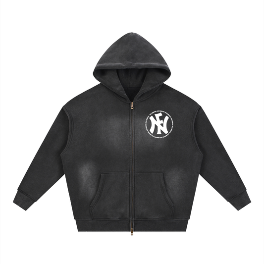 Sunfade Two-way Zipper Boxy Fleece Hoodie