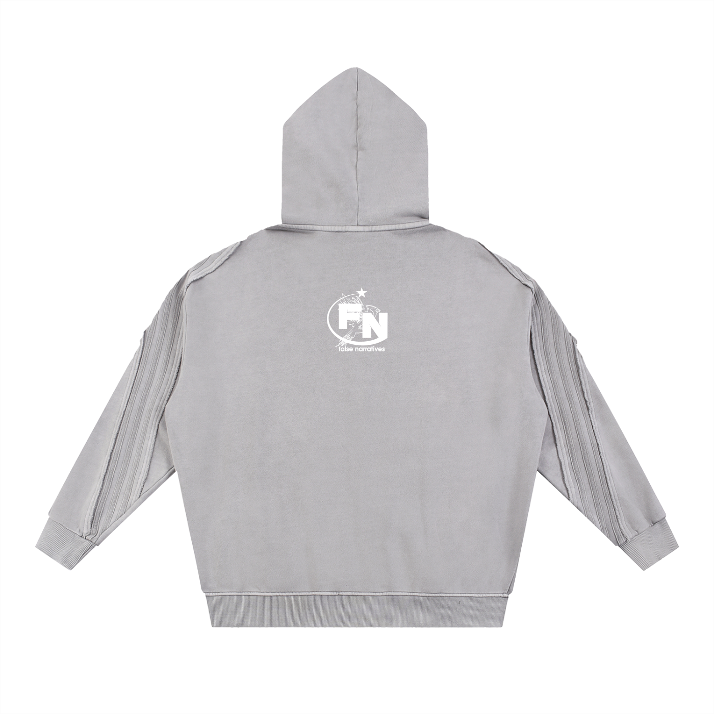 Snow Washed Tape Raw Edge Zip Hoodie