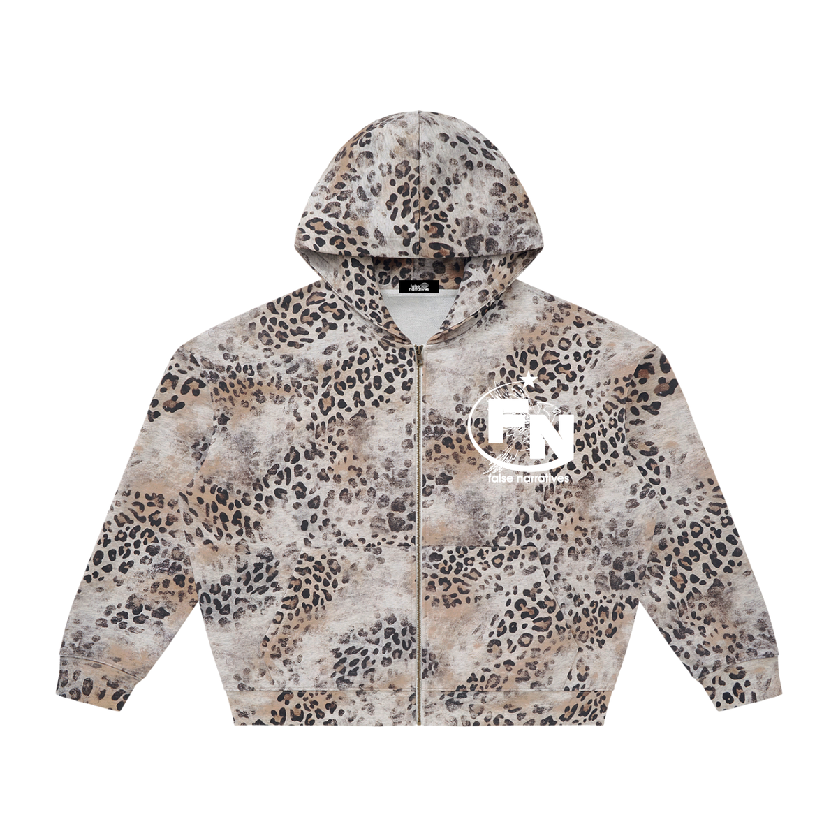 Unisex Vintage Wash Leopard Full Zip Hoodie