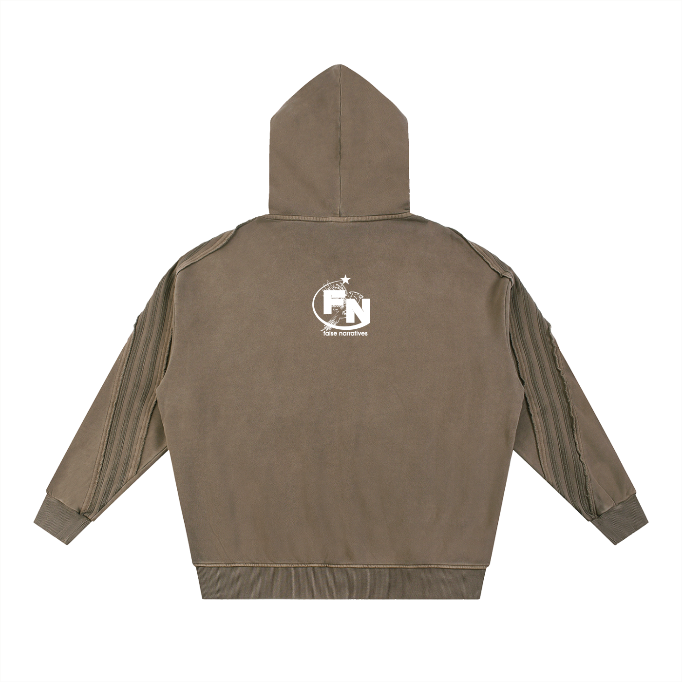 Snow Washed Tape Raw Edge Zip Hoodie