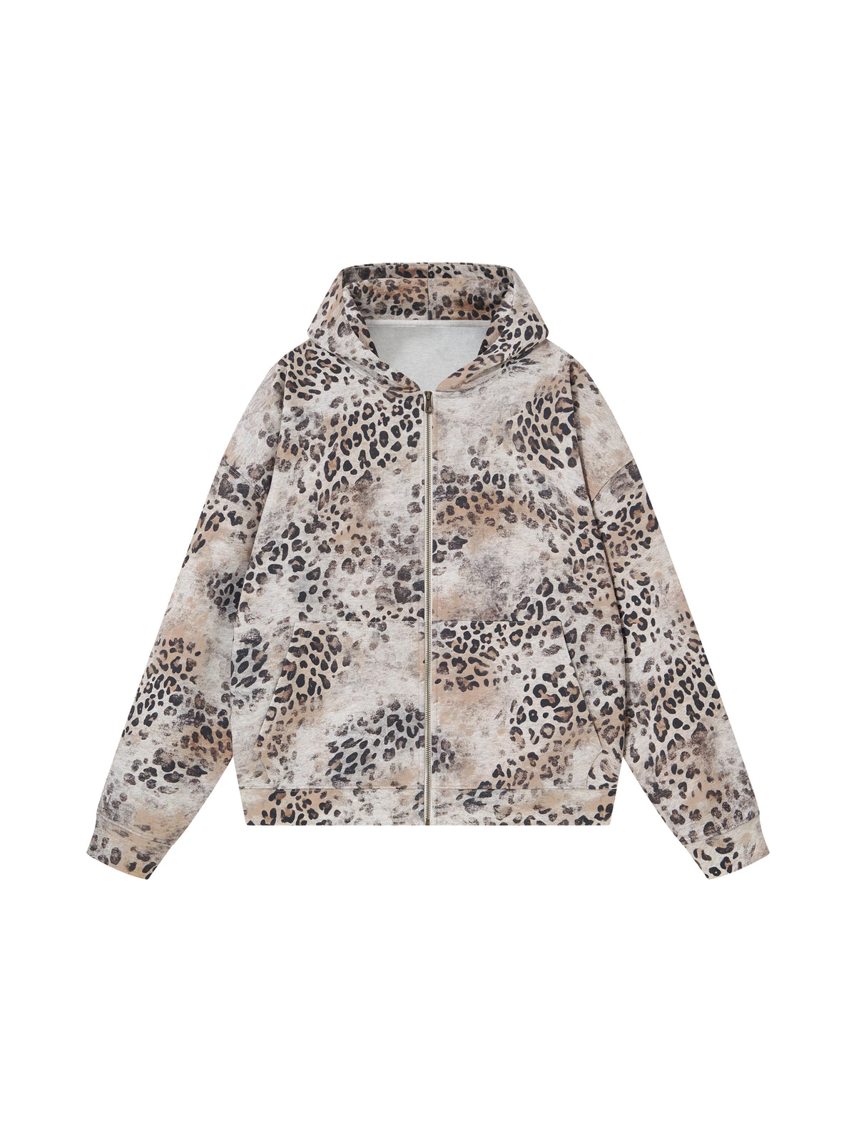 Unisex Vintage Wash Leopard Full Zip Hoodie