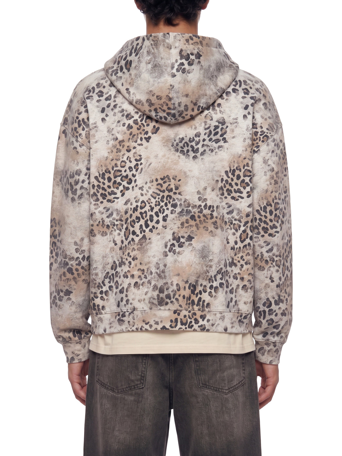 Unisex Vintage Wash Leopard Full Zip Hoodie